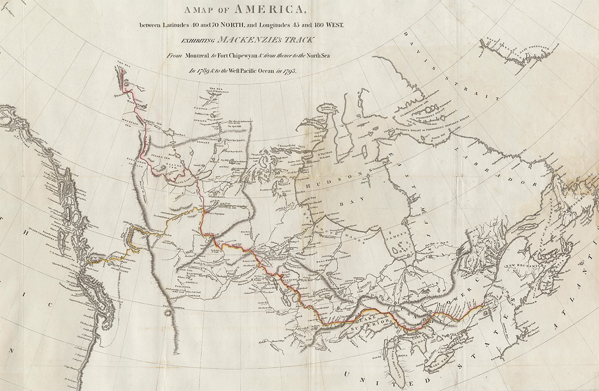 Une ancienne carte de l'Amérique du Nord exposée au Musée canadien de l'histoire à Ottawa.