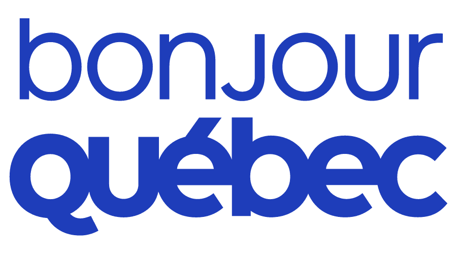 Logo Bonjour Québec sur fond blanc au Musée canadien de l'histoire à Ottawa.