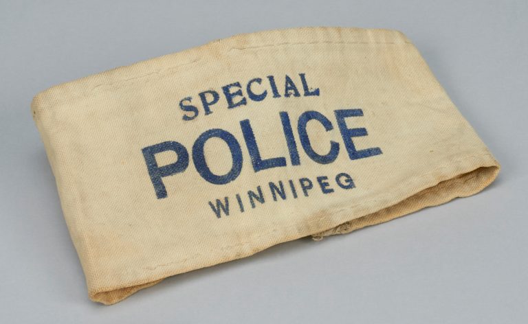 Winnipeg Special Police arm band, 1919.