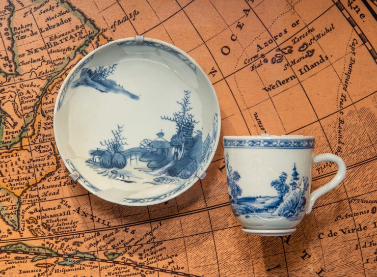 Chinese export porcelain cup and saucer